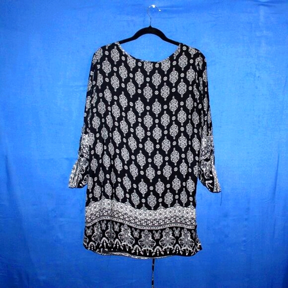 Cato Medallion Print Tunic Dress Black White Large - Picture 7 of 8